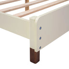 Lit plateforme en bois pleine grandeur avec tête de lit en forme de maison de couleur crème/blanc pour 1 personne