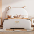 Lit jumeau capitonné en forme d'ours blanc/marron, pour 1 personne