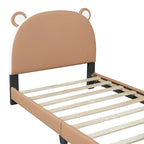 Lit jumeau capitonné en forme d'ours blanc/marron, pour 1 personne
