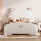 Lit jumeau capitonné en forme d'ours blanc/marron, pour 1 personne