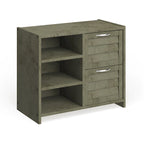Commode 2 tiroirs grise antique avec étagères, chambre d'enfant, lit simple