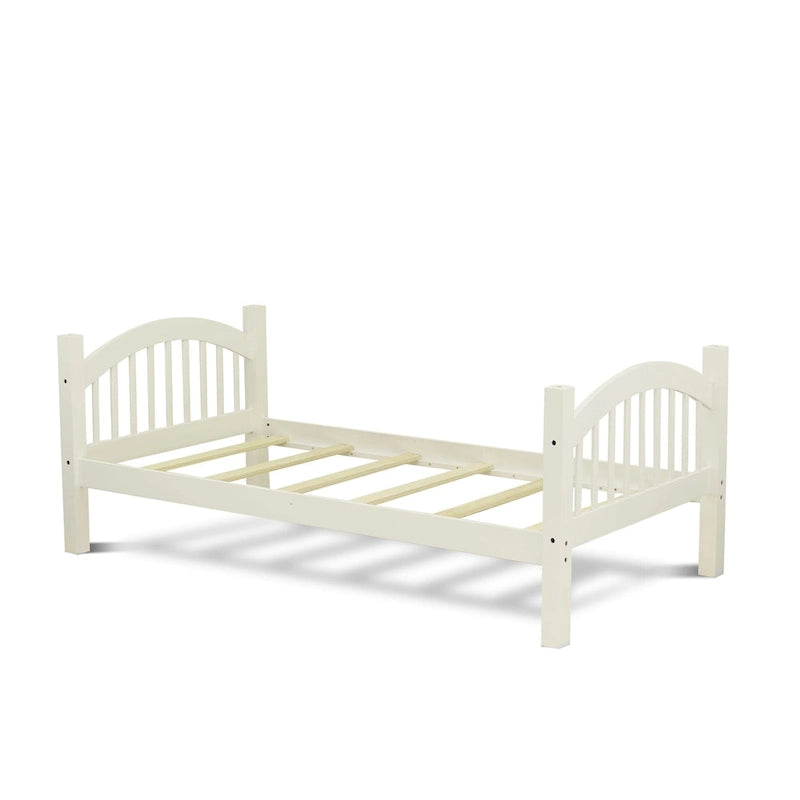 East West Furniture Verona Twin Bunk Bed in White Finish (Bed trundle & drawer options available)