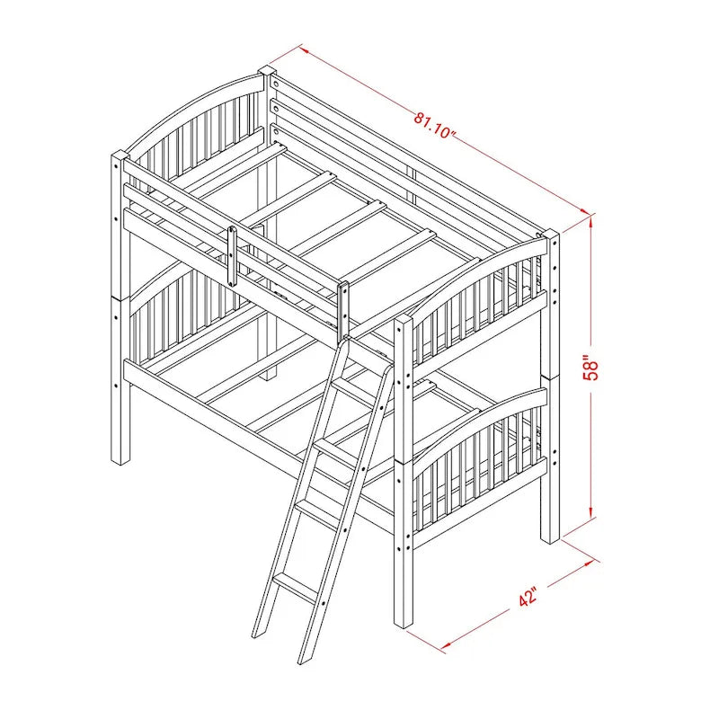 Lit superposé jumeau sur jumeau blanc cassé, 2 couchages – avec options de rangement