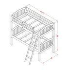 Lit superposé jumeau sur jumeau blanc cassé, 2 couchages – avec options de rangement