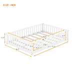 Lit au sol pleine grandeur avec barrières et porte, gris/naturel/rose/blanc, pour 1 enfant