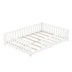 Lit au sol pleine grandeur avec barrières et porte, gris/naturel/rose/blanc, pour 1 enfant