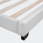 Lit double plateforme en cuir – gris / blanc / rose, pour 2