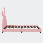 Lit double plateforme en cuir – gris / blanc / rose, pour 2