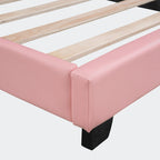 Lit double plateforme en cuir – gris / blanc / rose, pour 2