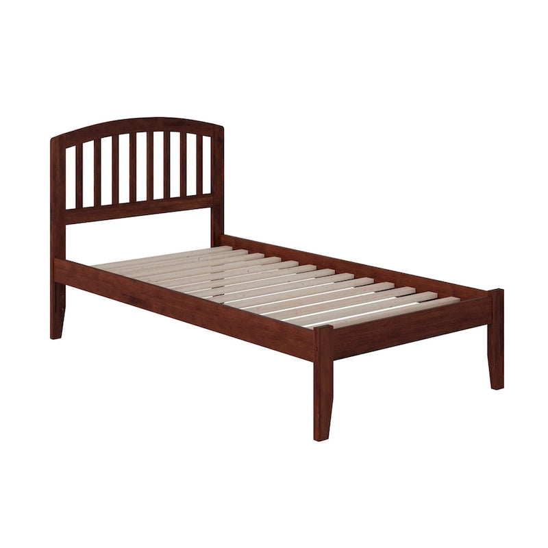 Lit plateforme simple extra long de style panneau en noyer pour 1 personne