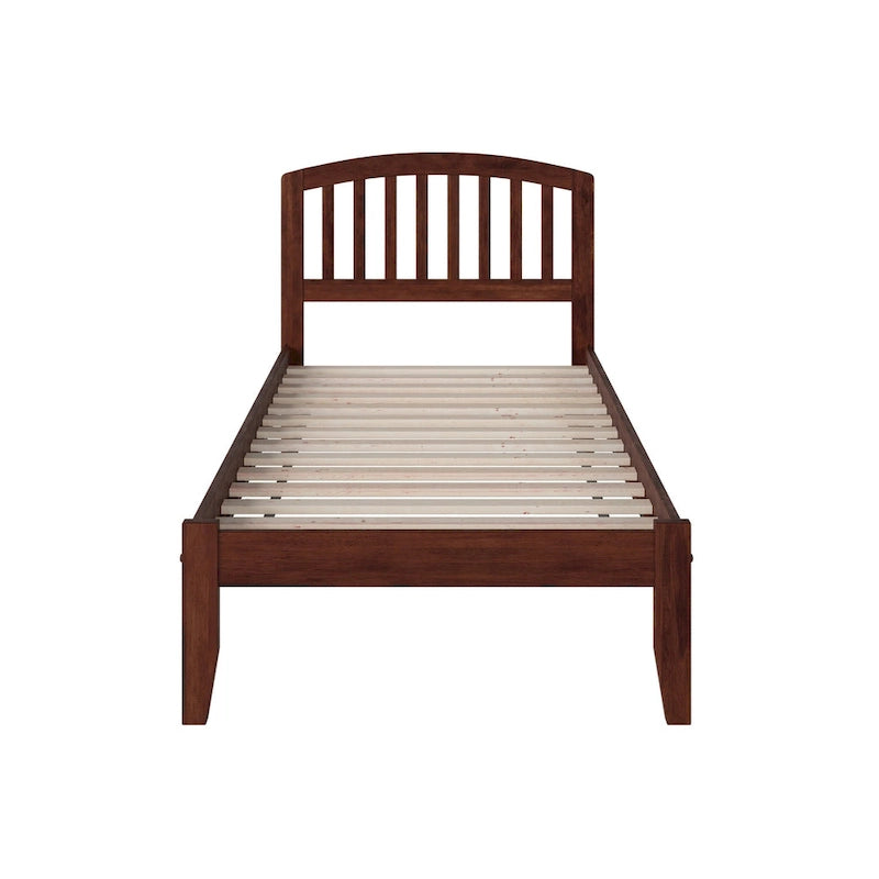 Lit plateforme simple extra long de style panneau en noyer pour 1 personne