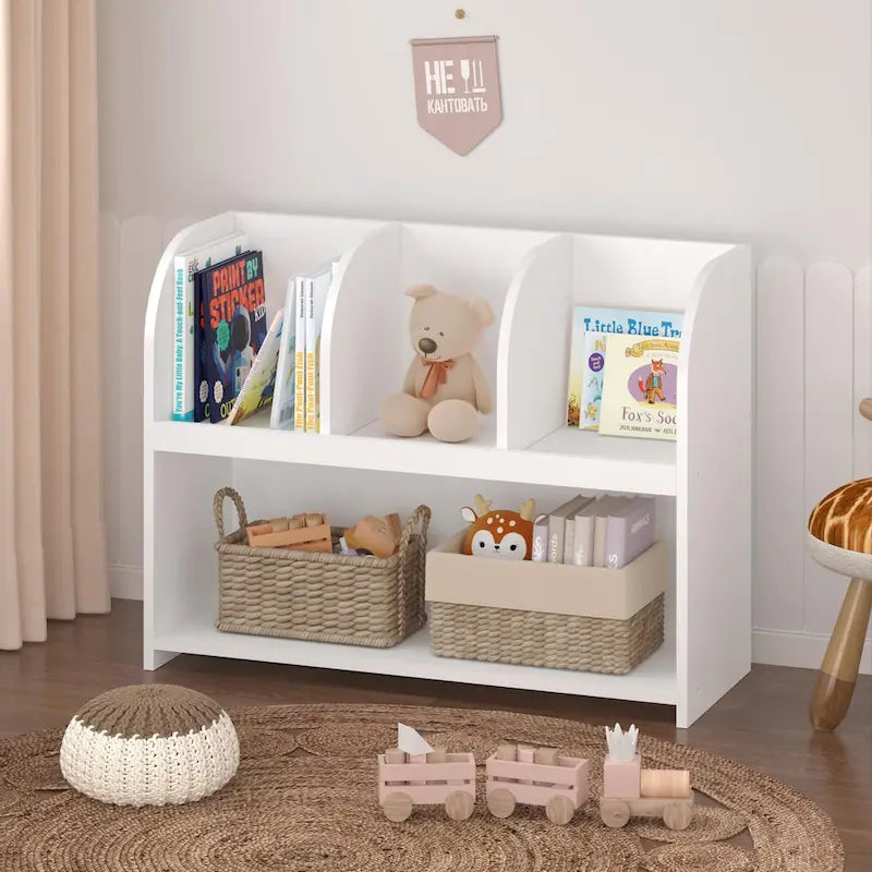 Kids Bookcase with 4 Compartments, Storage Book Shelf, Storage Display, Rack,Toy Organizer for Children's Room