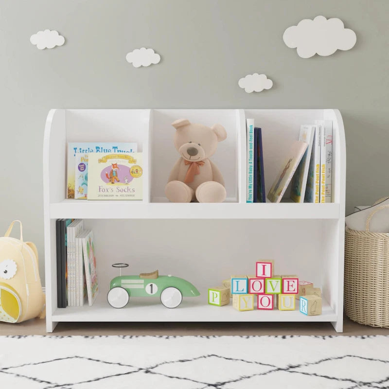 Étagère à livres pour enfants blanche à 4 compartiments, assemblage par 1 personne