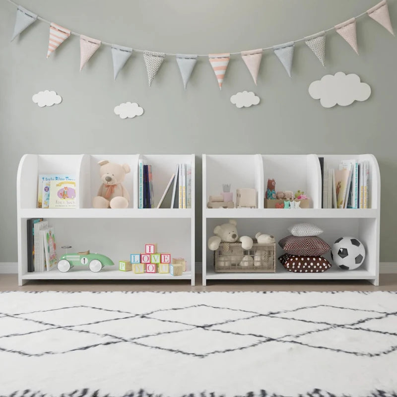 Étagère à livres pour enfants blanche à 4 compartiments, assemblage par 1 personne
