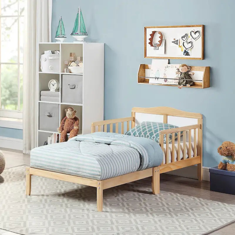 Lit pour enfant, style bas, coloris naturel/noir/blanc/bleu marine, pour 1 enfant