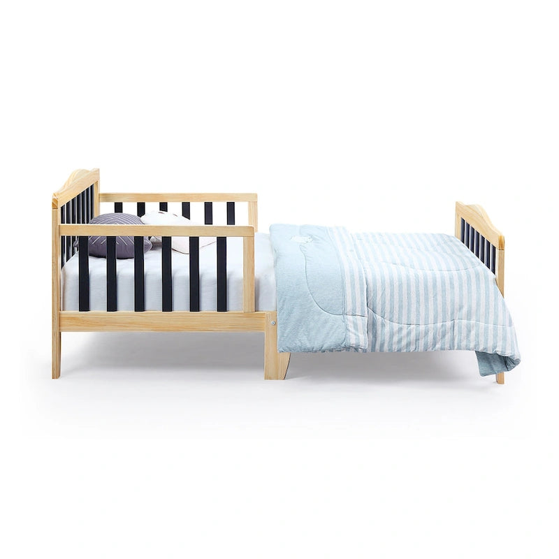 Lit pour enfant, style bas, coloris naturel/noir/blanc/bleu marine, pour 1 enfant