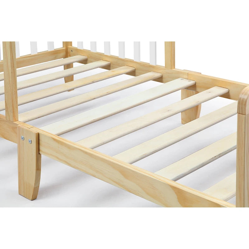 Lit pour enfant, style bas, coloris naturel/noir/blanc/bleu marine, pour 1 enfant
