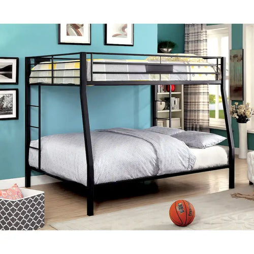 Tic Contemporary Black Metal Bunk Bed with Ladder by Furniture of America