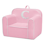 Fauteuil enfant en mousse rose avec lettre monogramme, 1 place