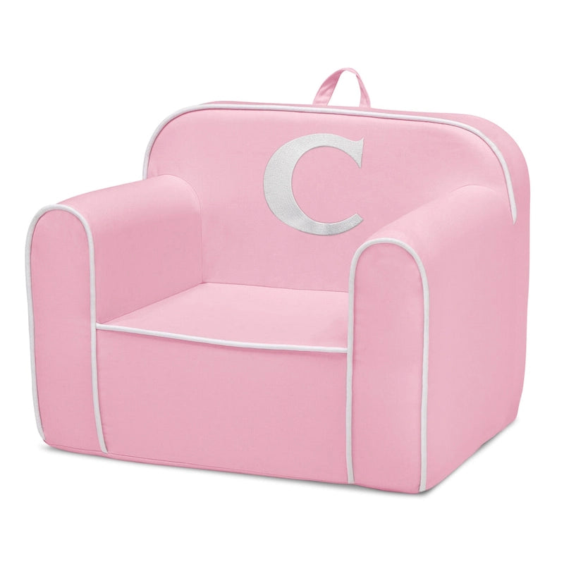 Fauteuil enfant en mousse rose avec lettre monogramme, 1 place