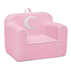 Fauteuil enfant en mousse rose avec lettre monogramme, 1 place