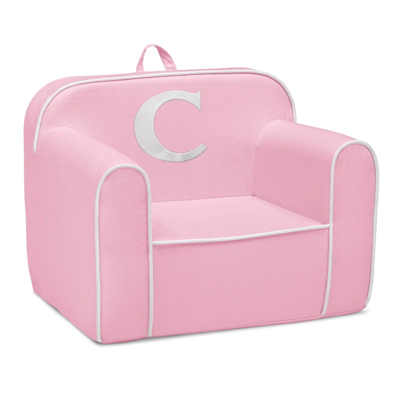 Fauteuil enfant en mousse rose avec lettre monogramme, 1 place