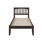 Lit plateforme double marron en bois massif avec chargement USB, 1 personne