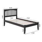 Lit plateforme double marron en bois massif avec chargement USB, 1 personne