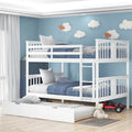 Lit superposé double sur double blanc/expresso/gris avec lit gigogne simple, 3 couchages