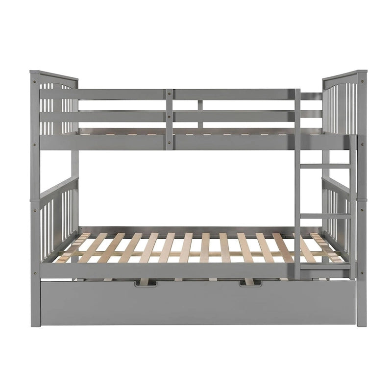 Lit superposé double sur double blanc/expresso/gris avec lit gigogne simple, 3 couchages