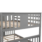 Lit superposé double sur double blanc/expresso/gris avec lit gigogne simple, 3 couchages