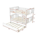 Lit superposé double sur double blanc/expresso/gris avec lit gigogne simple, 3 couchages