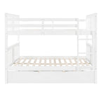 Lit superposé double sur double blanc/expresso/gris avec lit gigogne simple, 3 couchages