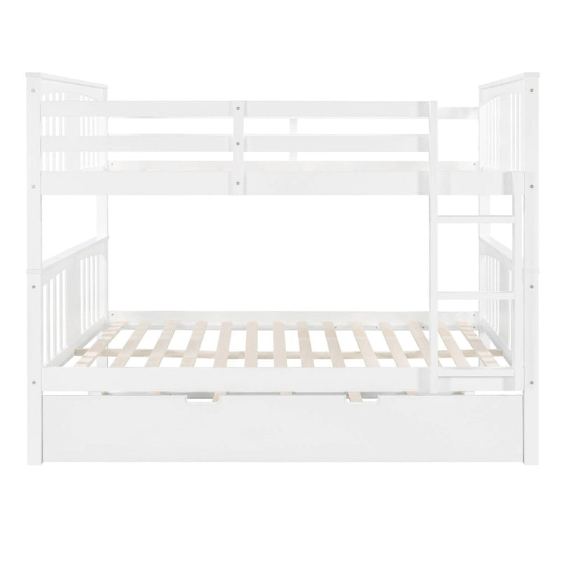 Lit superposé double sur double blanc/expresso/gris avec lit gigogne simple, 3 couchages