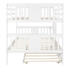 Lit superposé double sur double blanc/expresso/gris avec lit gigogne simple, 3 couchages