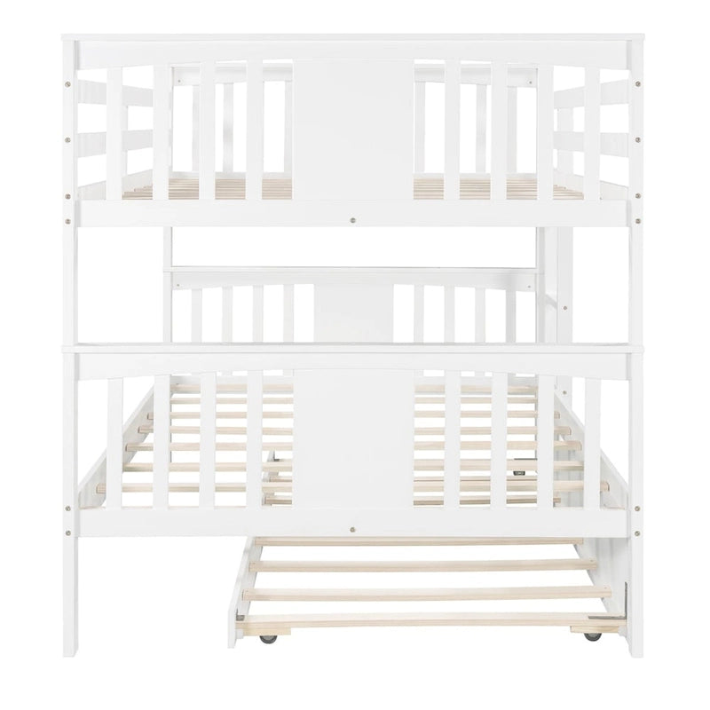 Lit superposé double sur double blanc/expresso/gris avec lit gigogne simple, 3 couchages