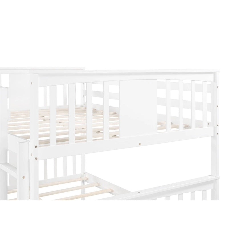 Lit superposé double sur double blanc/expresso/gris avec lit gigogne simple, 3 couchages