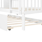Lit superposé double sur double blanc/expresso/gris avec lit gigogne simple, 3 couchages