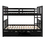 Lit superposé double sur double blanc/expresso/gris avec lit gigogne simple, 3 couchages