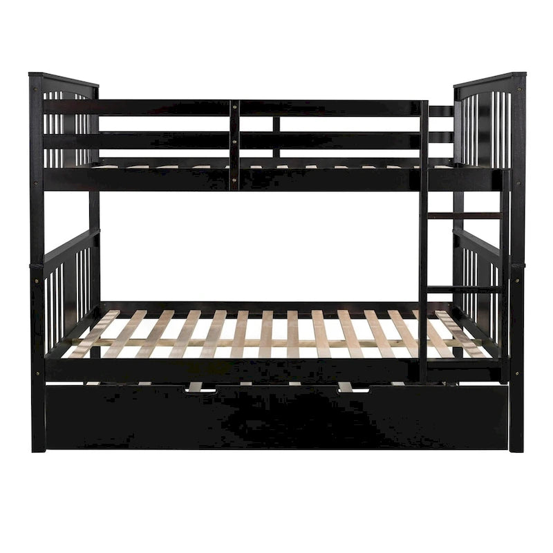 Lit superposé double sur double blanc/expresso/gris avec lit gigogne simple, 3 couchages