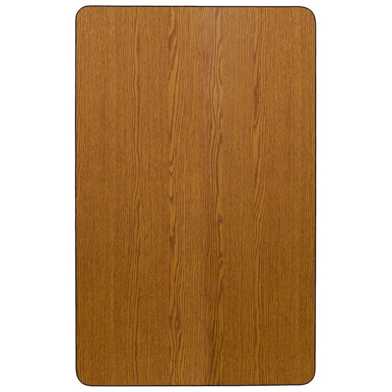 Table d'activités rectangulaire, hauteur réglable – Gris / Chêne / Rouge / Jaune, 8 adultes ou 10 enfants