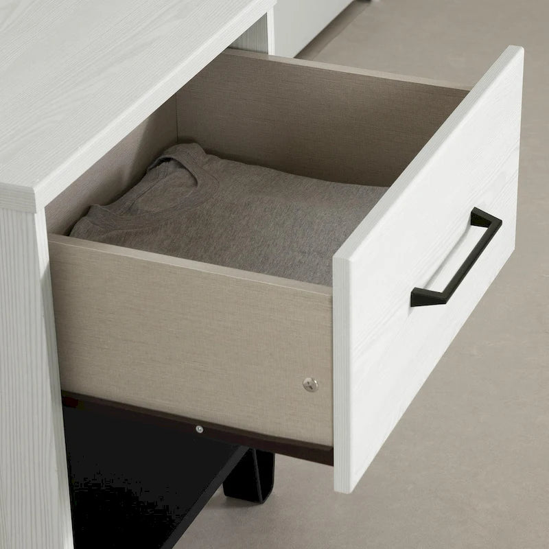 Table de chevet blanche à 1 tiroir pour enfants, style ferme