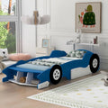 Lit plateforme en forme de voiture de course, taille twin, bleu/noir/rouge, 1 personne