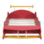 Lit plateforme en forme de voiture de course, taille twin, bleu/noir/rouge, 1 personne