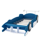 Lit plateforme en forme de voiture de course, taille twin, bleu/noir/rouge, 1 personne