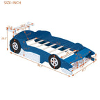 Lit plateforme en forme de voiture de course, taille twin, bleu/noir/rouge, 1 personne