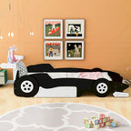 Lit plateforme en forme de voiture de course, taille twin, bleu/noir/rouge, 1 personne