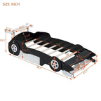 Lit plateforme en forme de voiture de course, taille twin, bleu/noir/rouge, 1 personne