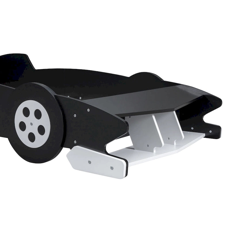 Lit plateforme en forme de voiture de course, taille twin, bleu/noir/rouge, 1 personne