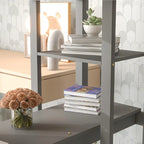 Lit mezzanine avec bureau, étagères et échelle, 1 personne - Blanc / Espresso / Gris